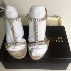 Badgley Mischka rose gold jewel sandals